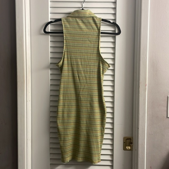 Wild Fable Sleeveless Zip Front Bodycon Polo Dress in Green Apple Stripe Size S - Picture 5 of 5